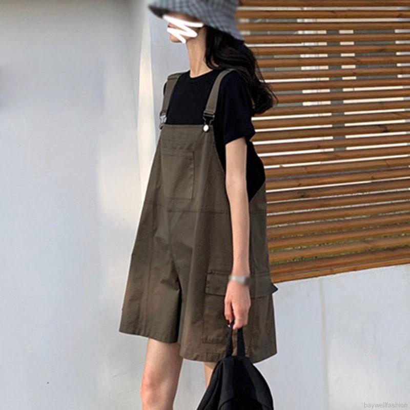 [Baywellfashion]Quần Yếm Ngắn Dáng Rộng Màu Trơn Thời Trang Mùa Hè Cho Giới Trẻ | BigBuy360 - bigbuy360.vn