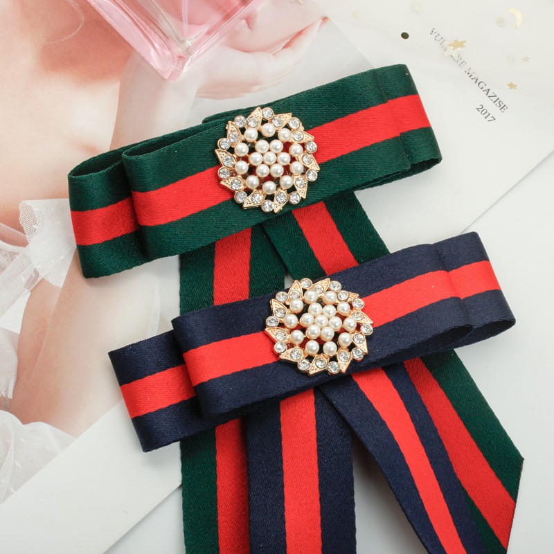 Trâm Cài Áo Hình Nơ Đính Đá Và Ngọc Trai Sang Trọng Dành Cho Nữ