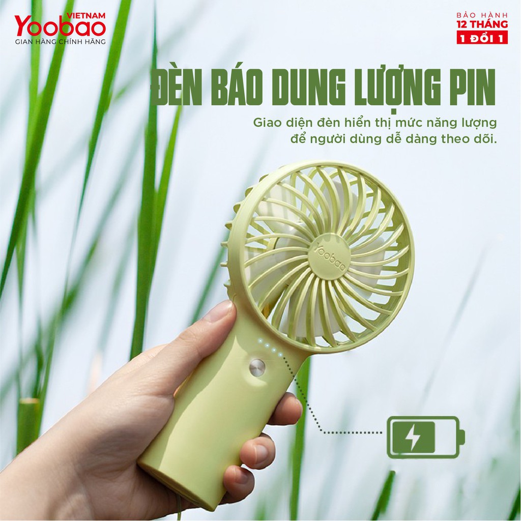 NEW- Quạt cầm tay Yoobao F3 4000-6000mah ,quạt mini tích điện pin cực khỏe chạy liên tục 30h , mẫu mới 2020