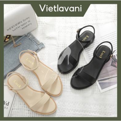 Gìay sandal đế bằng thời trang VIETLAVANI mã S12 mũi hở quai ngang kiểu dáng thanh lịch hàng chuẩn