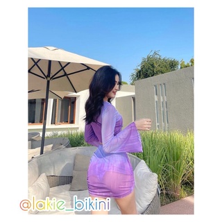 Set áo váy loang lưới cover up đi biển cho nữ