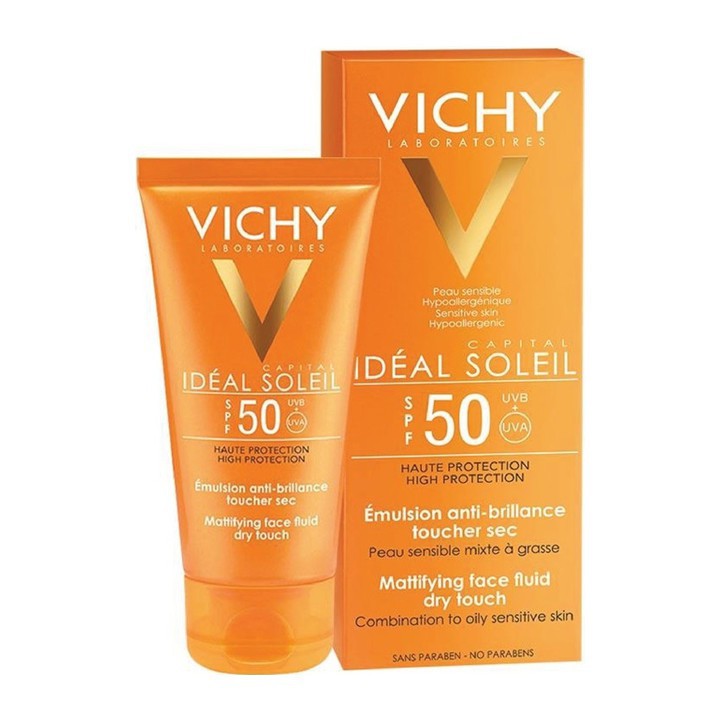 [CHÍNH HÃNG] Kem Chống Nắng Vichy Không Gây Nhờn Rít SPF50 Capital Soleil 50ml Dành Cho Mọi Loại Da Che Khuyết Điểm AUTH