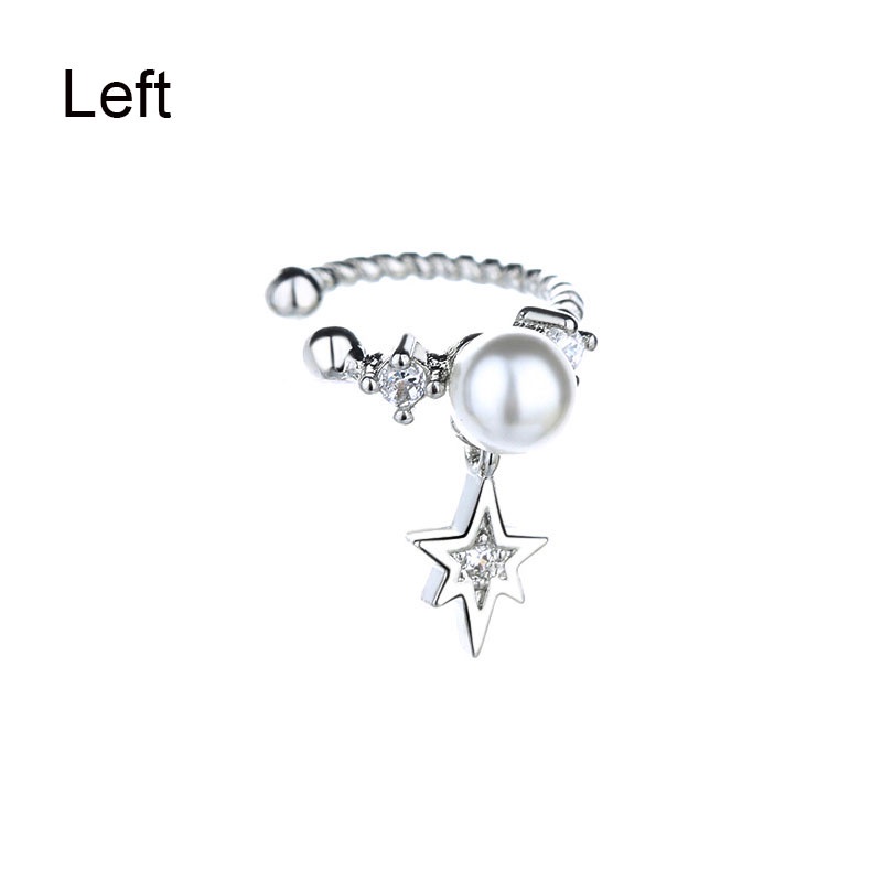 1 chiếc khuyên kẹp vành tai hình ngôi sao sáu cánh mini đính ngọc trai lấp lánh thời trang cá tính cho nữ