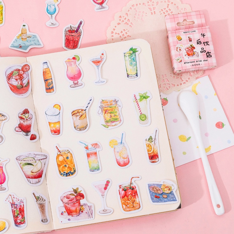 Flowertree 45 Sticker Trang Trí Hình Đồ Uống