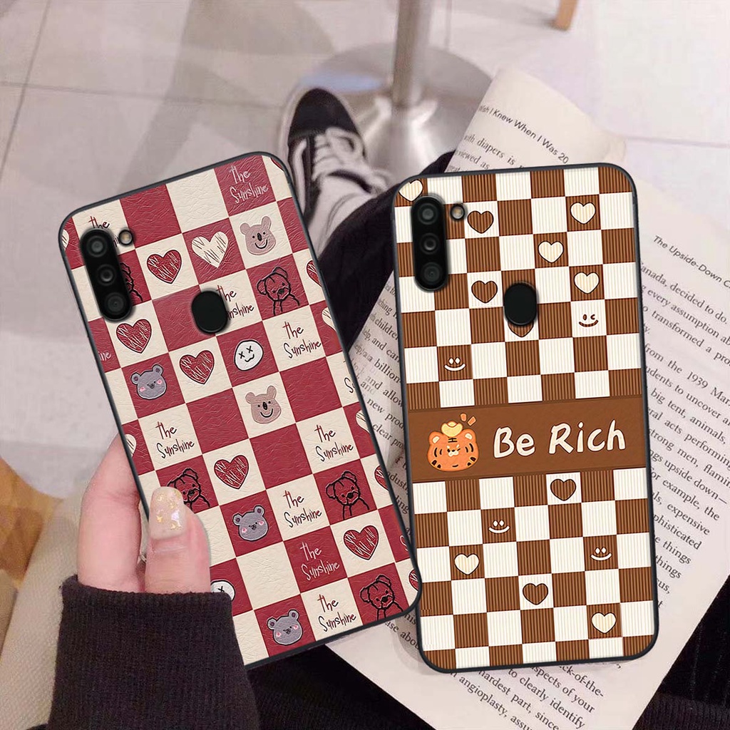 Ốp Samsung A11 / M11 gấu Bear rick caro vuông thời trang siêu đẹp