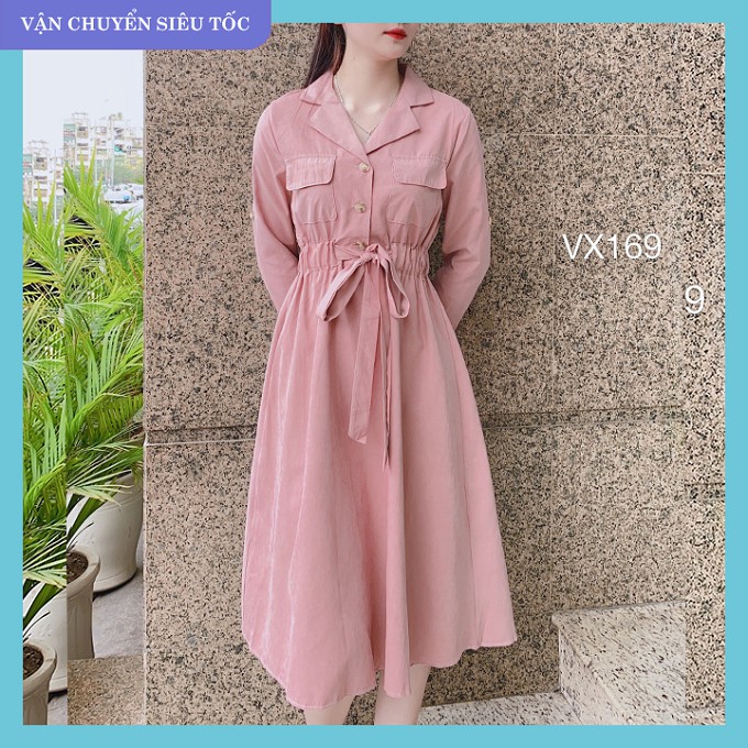 Ảnh Thật - Feedback  Váy đầm liền thân dáng xòe công sở Luxury Thời Trang nữ cao cấp VX169 đầm váy đũi cổ vest