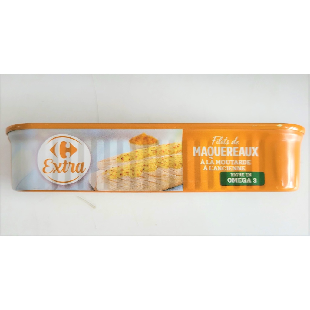 [Hộp 169g - CAM] CÁ THU XỐT MÙ TẠT NGUYÊN HẠT [France] CARREFOUR Mackerel with Whole Grain Mustard (atp)