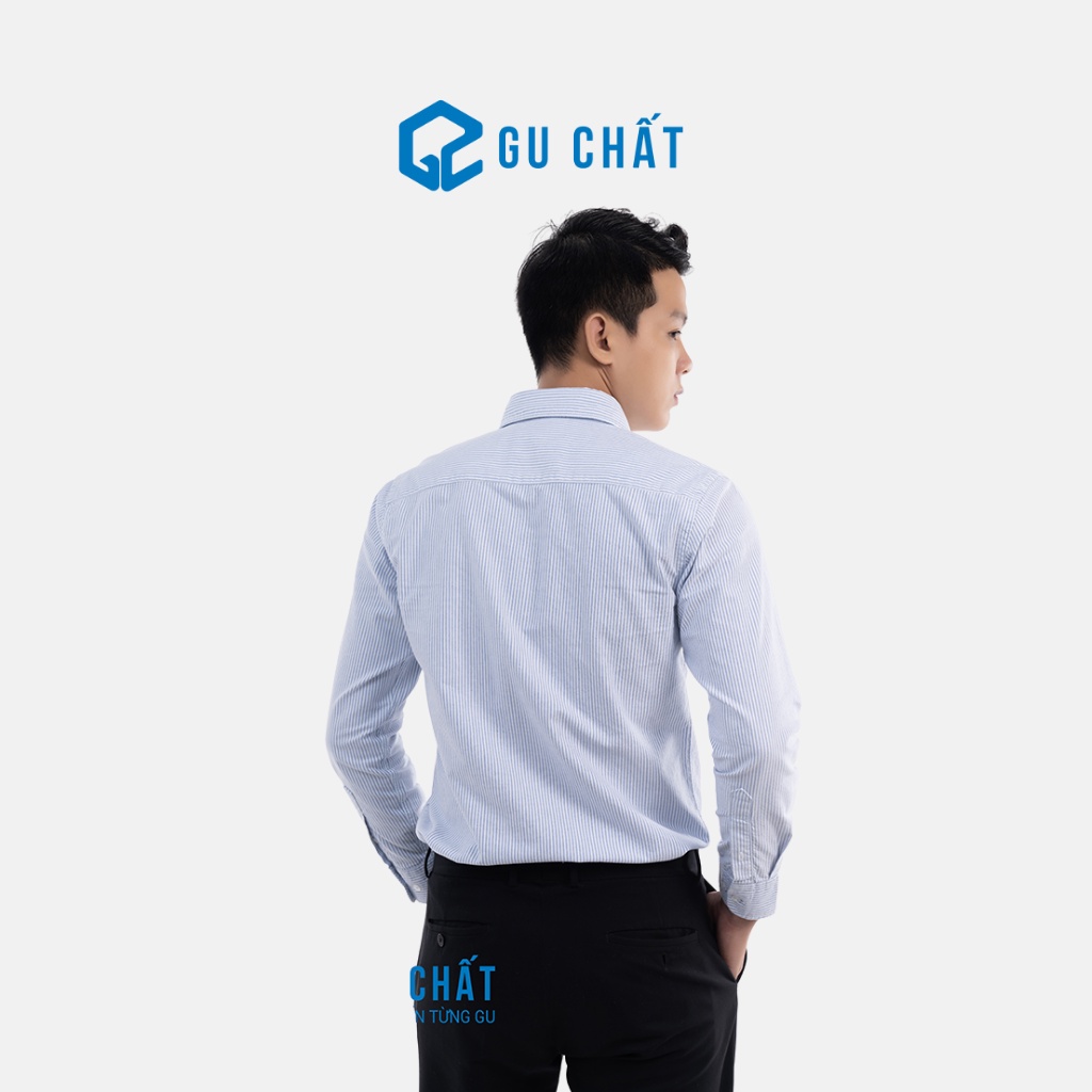 Áo Sơ Mi Nam Dài Tay Họa Tiết Kẻ Sọc GU CHẤT - Chất Cotton GUSM02