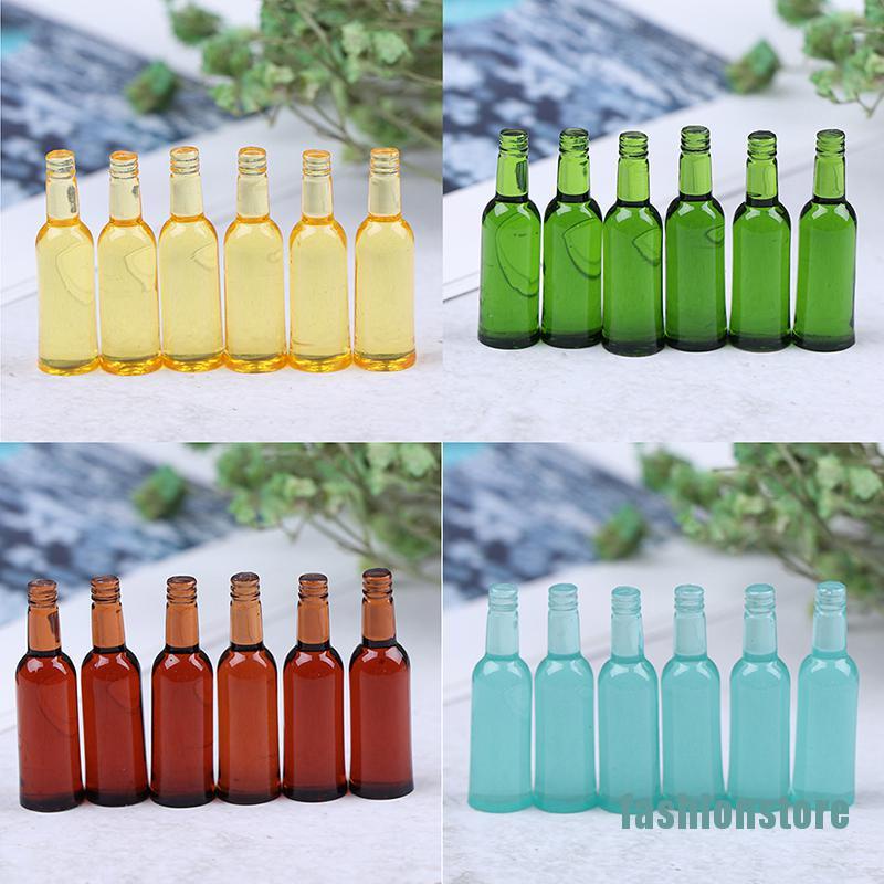 Bộ 6 Mô Hình Chai Bia Mini Tỉ Lệ 1: 12 Trang Trí Nhà Búp Bê
