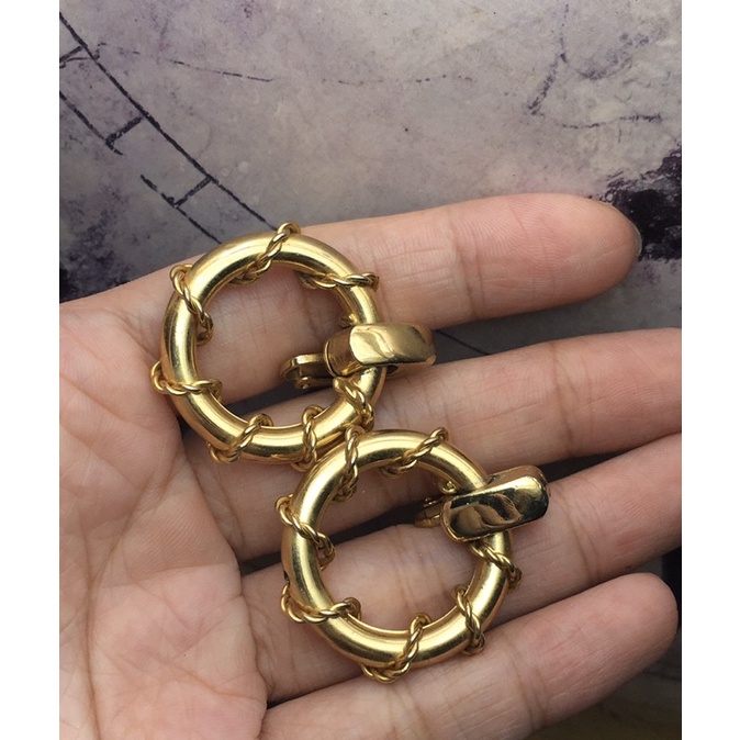 Bông tai kẹp vặn vintage (nhẹ )-doorknocker thiết kế dây quấn