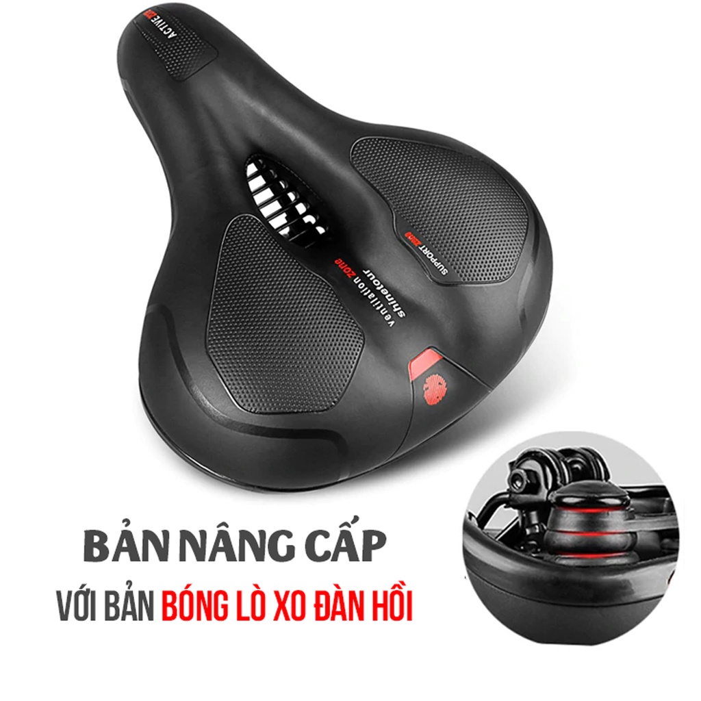 Yên xe đạp thể thao đàn hồi, mềm dày, thoáng khí giúp êm mông (bản nâng cấp) chống trượt - chính hãng miDoctor
