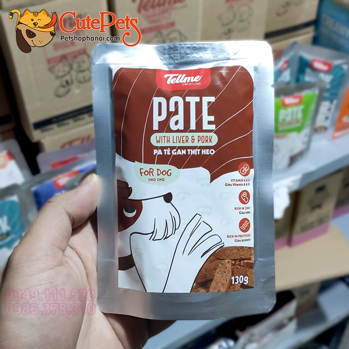 Pate cho chó Tellme 130g Gan thịt heo Thức ăn ướt cho chó - Phụ kiện thú cưng Hà Nội