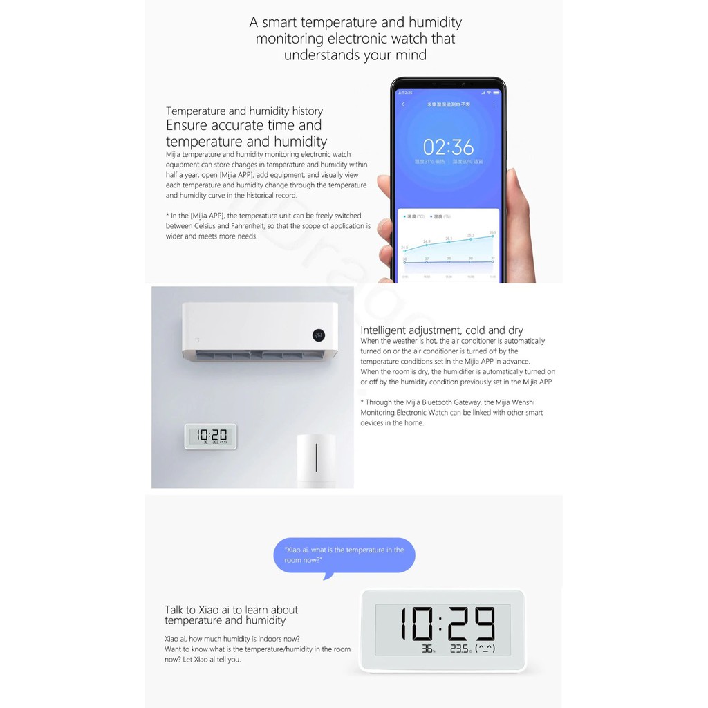 Xiaomi Mijia Ẩm kế điện tử thông minh Electronic Thermometer Hygrometer Pro/Xiaomi Mijia Thermometer 2