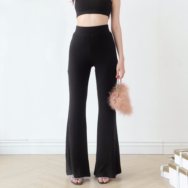 Quần loe len gân cạp cao thiết kế Christina Knit Flare Pants Mia Ritta Q389