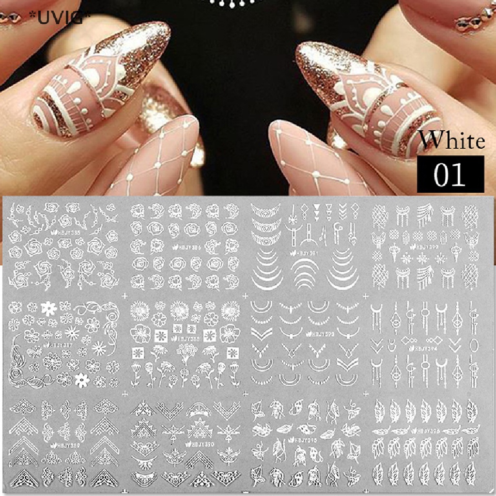 [[UVIG]] 3D Nail Stickers Gold Flower Leaf Lace Design manicure decals butterfly Nail Art [Hot Sell]