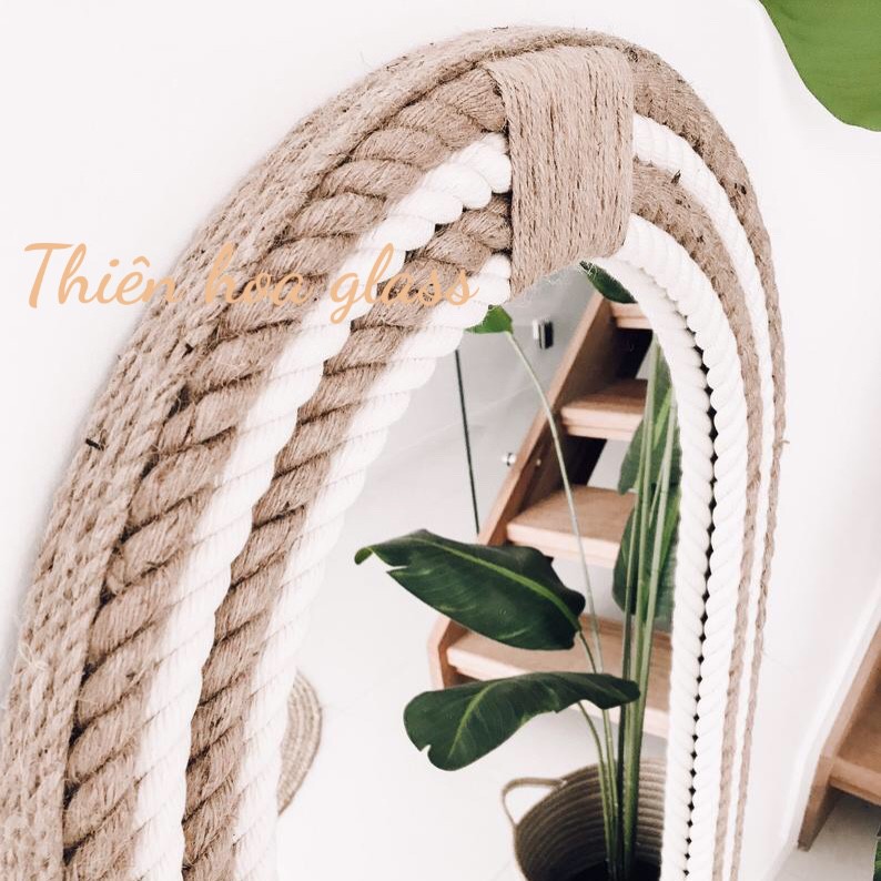 Gương treo tường đan dây thừng chắc chắn trang trí soi toàn thân dán tường