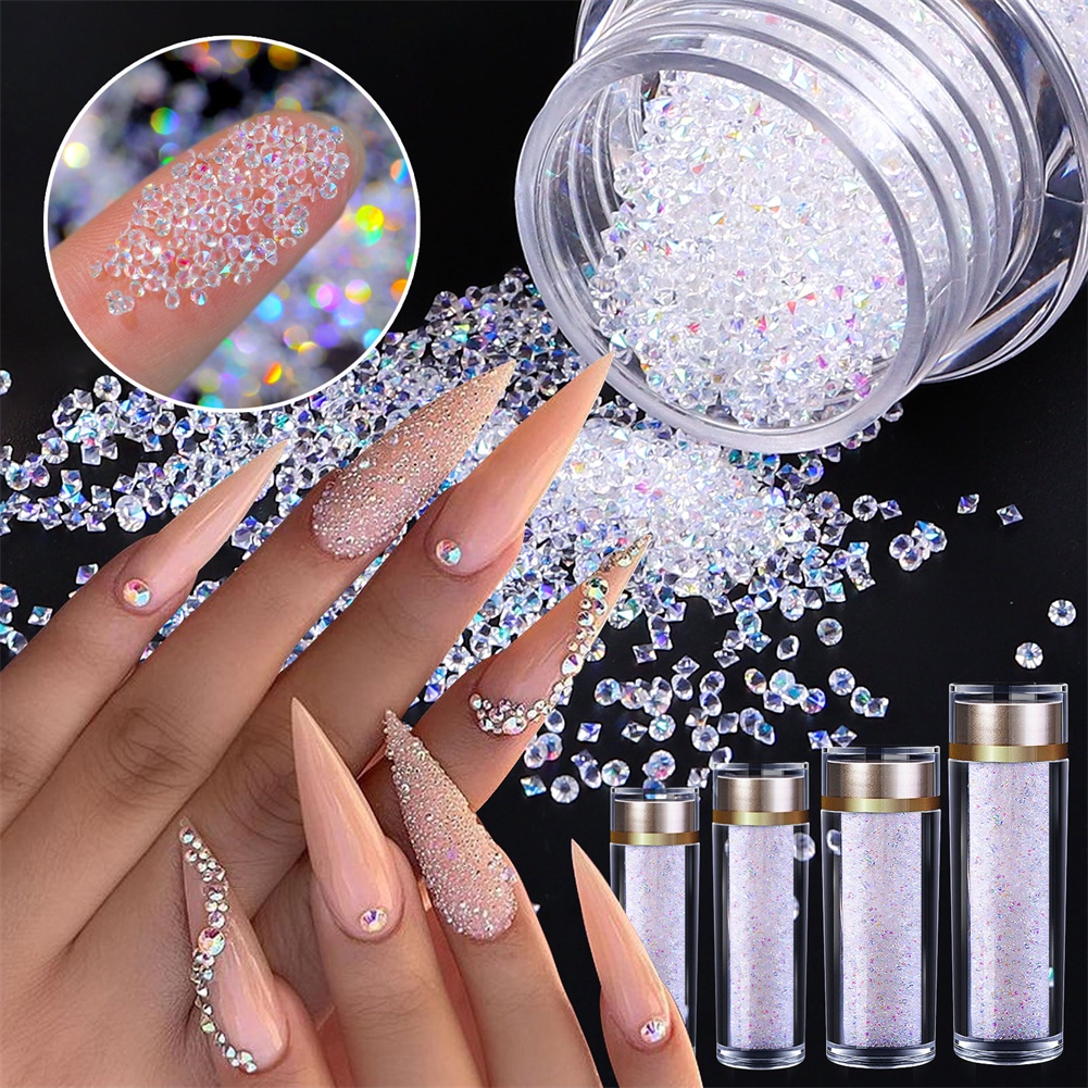 Chứng Khoán sẵn sàng Phụ Kiện Nail Nghệ Thuật Thủy Tinh Micro Hạt Hỗn Hợp Kim Cương Trong Suốt Micro Hạt COD
