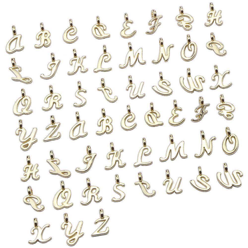ROSE Set 26 / 52 / 156 Móc Khóa Hình Chữ Cái Màu Vàng