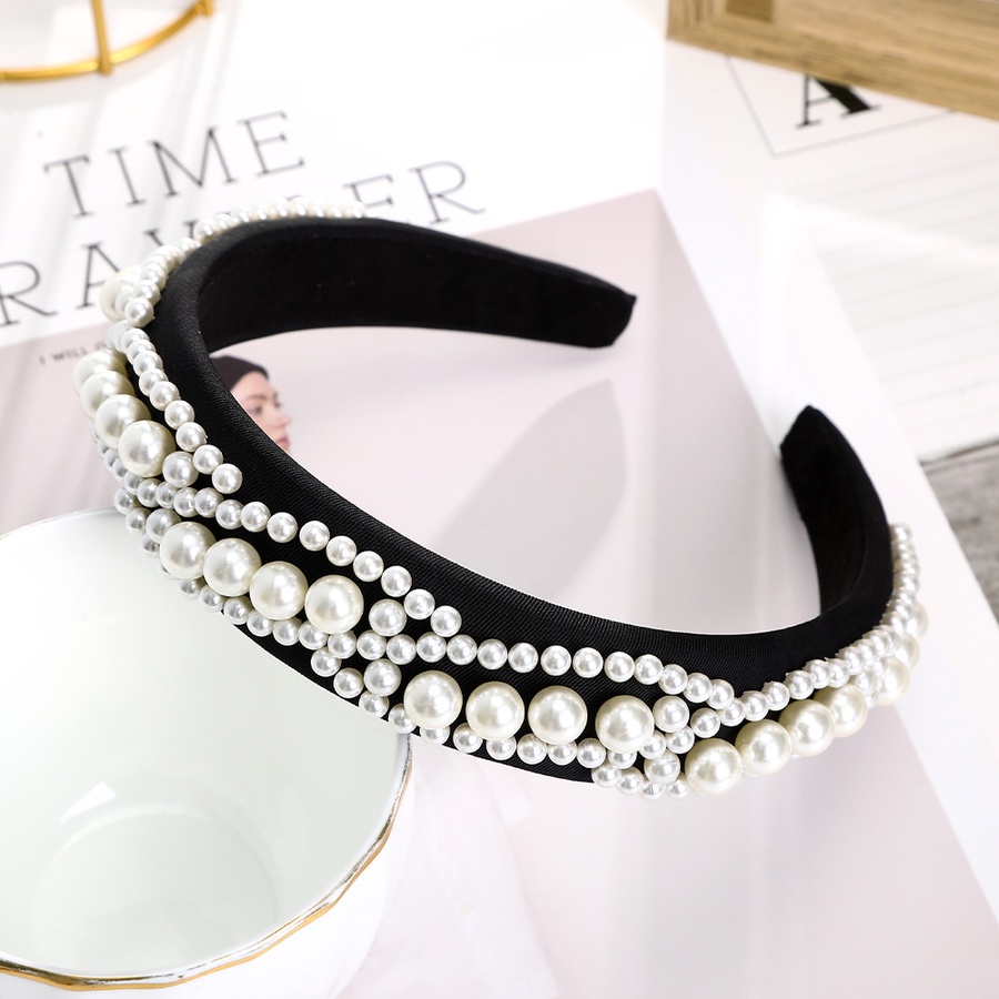 Băng Đô Cài Tóc Bản Rộng Đính Ngọc Trai Giả Thời Trang Hàn Quốc Cho Nữ