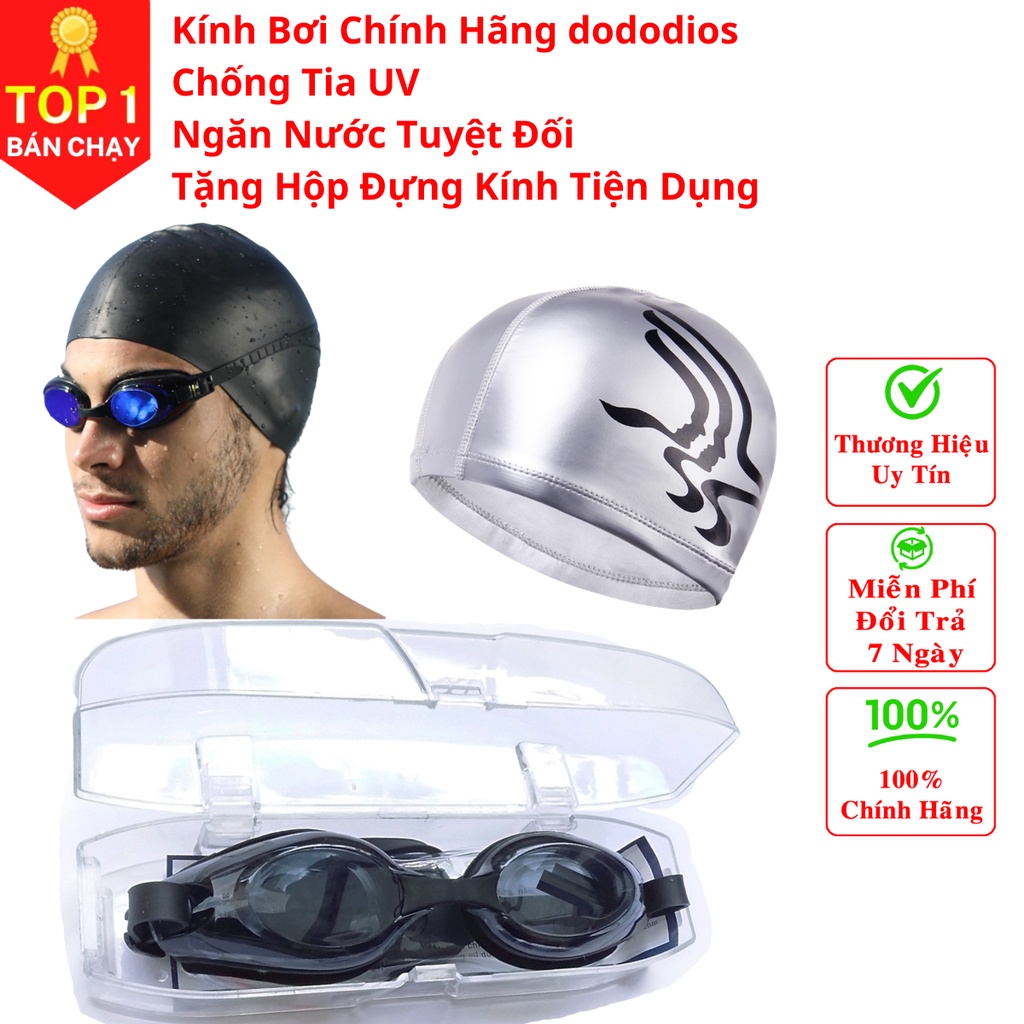 Kính bơi người lớn nam nữ cao cấp chính hãng dododios -  chống nước, chống mờ, chống tia UV Có tặng mũ bơi