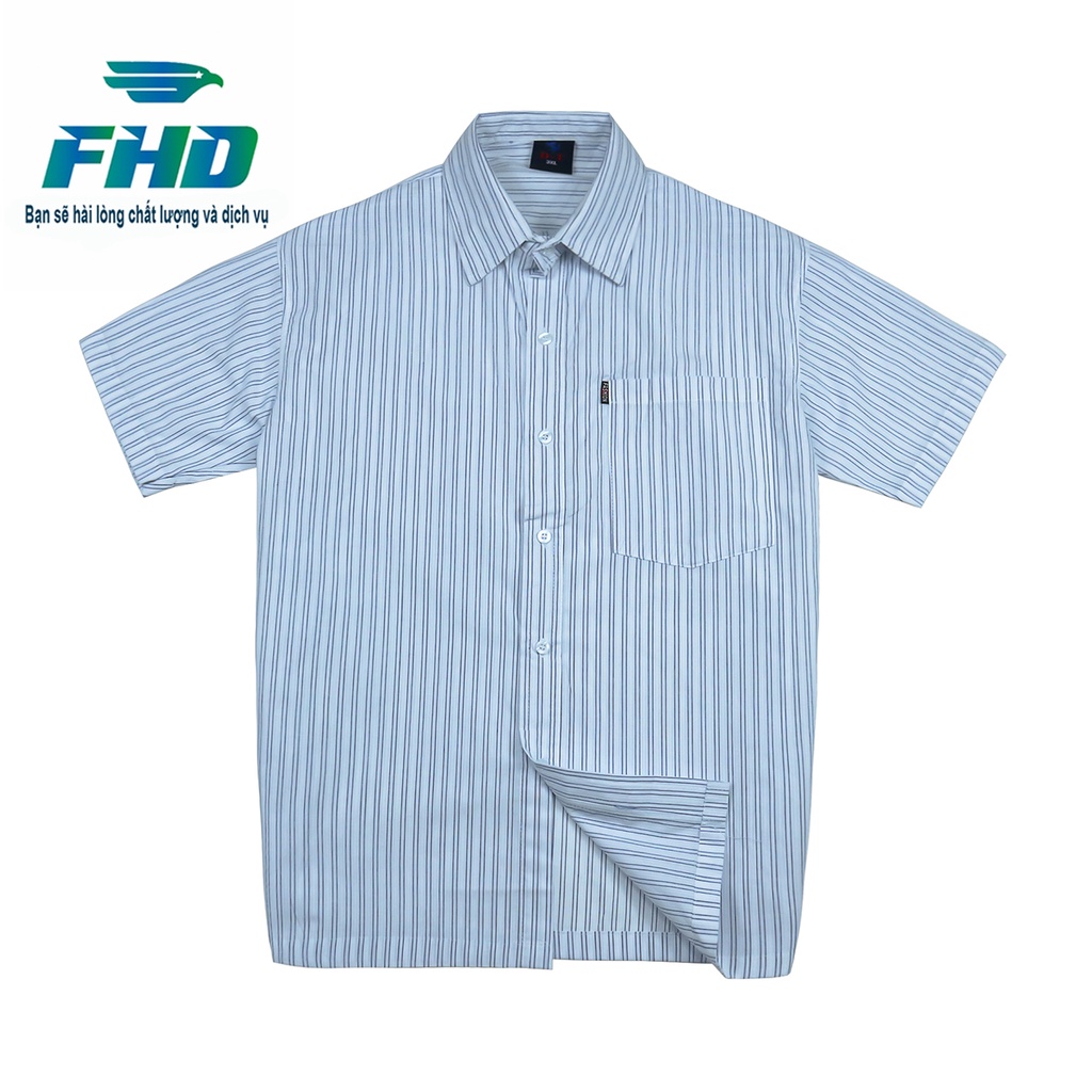 Áo sơ mi nam trung niên ngắn tay chất vải kate mềm mát đường may kỹ lưỡng form rộng từ 45-80Kg FHDA014