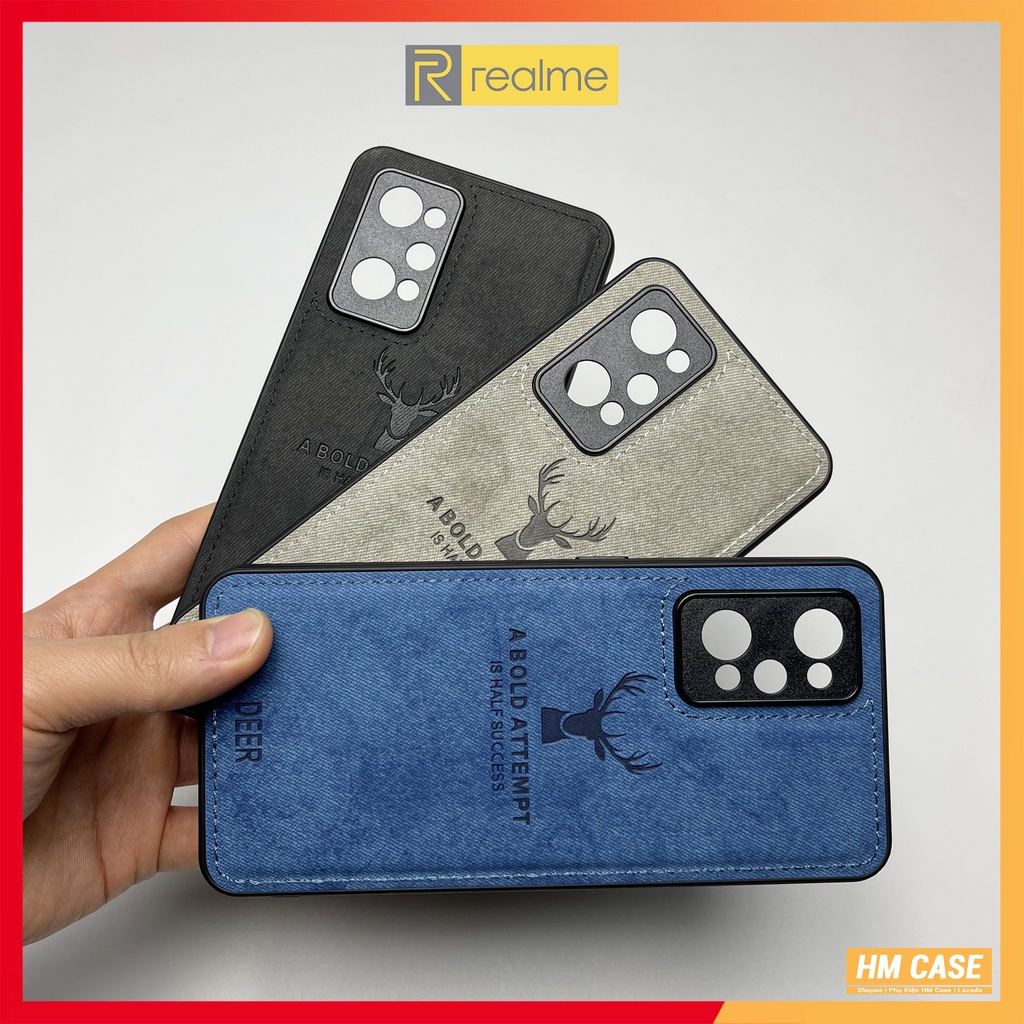Ốp Lưng Realme GT,GT 2,GT 2 Pro - GT Neo,Neo 2,Neo 2T,Neo 3 - Q5,Q5 Pro,Q3,Q3 Pro,Q3i,V13,V15, Vải DEER hoạ tiết hươu