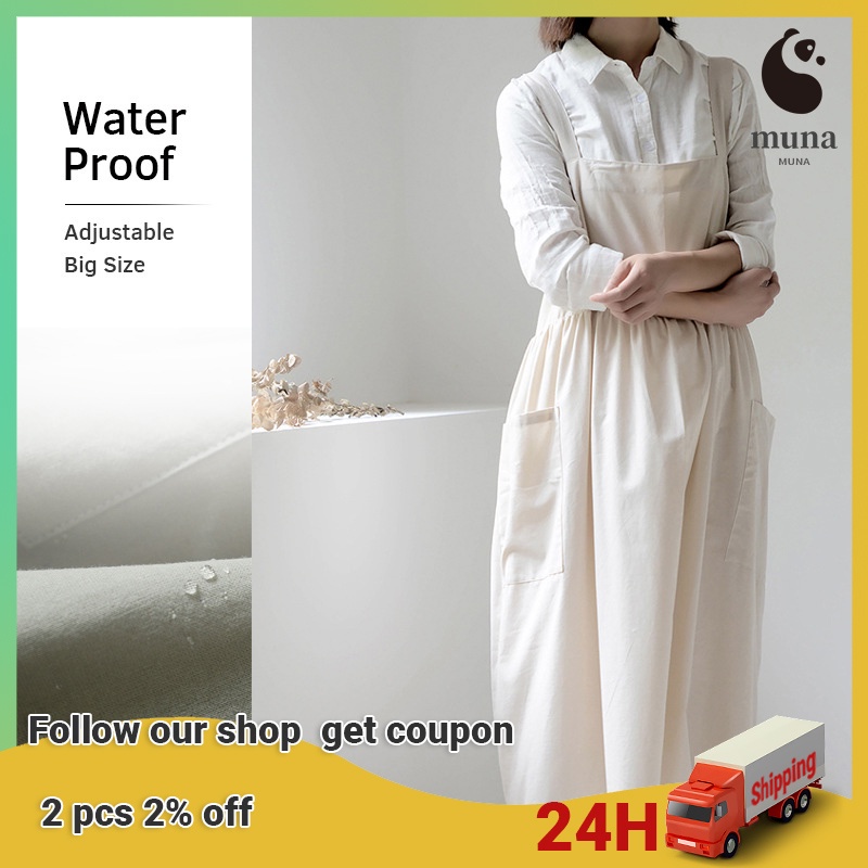 Tạp Dề Cotton Lanh Chống Thấm Nước In Họa Tiết Hoa Phong Cách Hàn Quốc