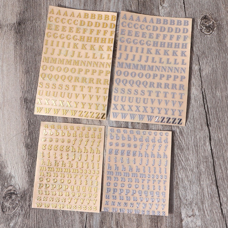 Set 2 tấm 26 chữ cái A-Z kim loại dán trang trí DIY