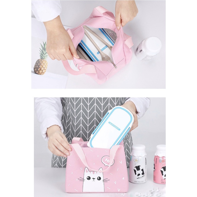 Túi giữ nhiệt Kute xinh xắn, túi đựng cơm văn phòng phong cách Hàn Quốc hình thú ngộ nghĩnh đáng yêu