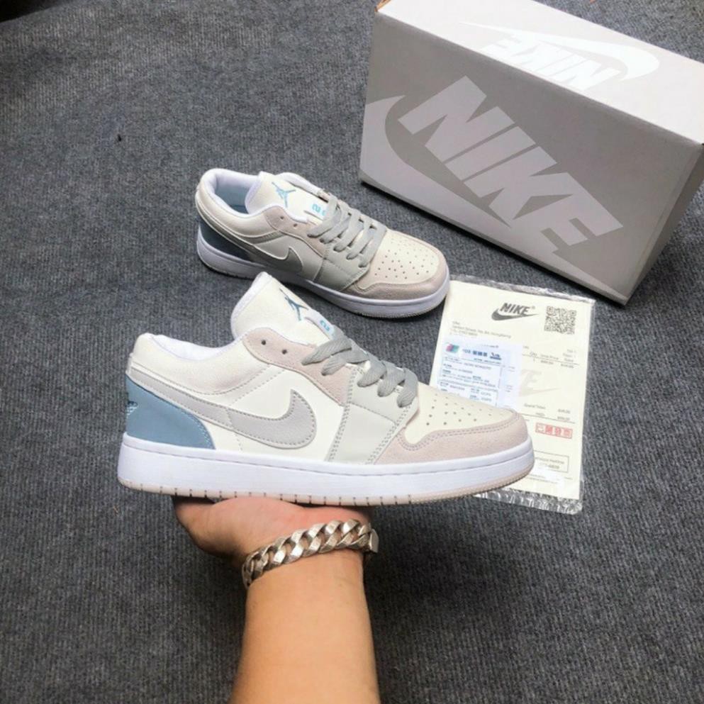 Giày Thể Thao Force trắng xám gót xanh, giày Air Jordan 1 Low Paris Nam Nữ GT05 ❤️Full Box+Bill.hộp❤️ + Freeship ❤️