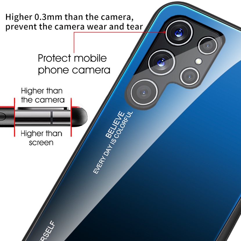 Ốp Điện Thoại Khung TPU Mềm Mặt Kính Cường Lực Màu Gradient Cho Samsung Galaxy A53 A33 A32 A22 A13 5G