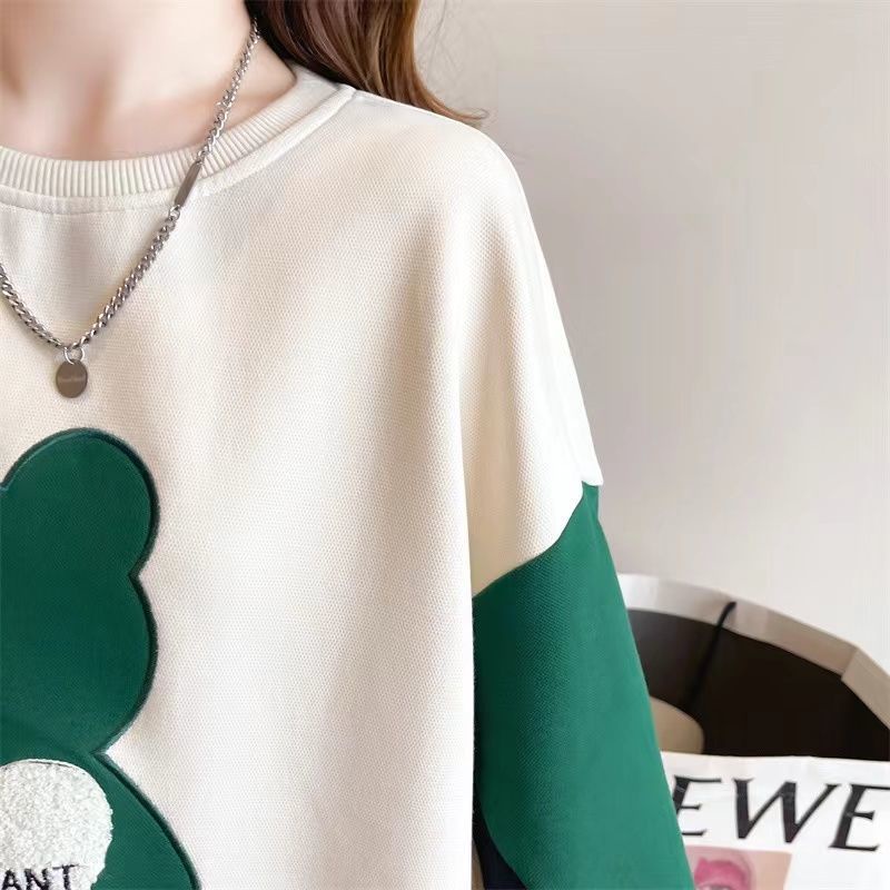 Áo sweater Mỏng Dáng Rộng In Hình Gấu Thời Trang Xuân Thu 2022 Cho Nữ