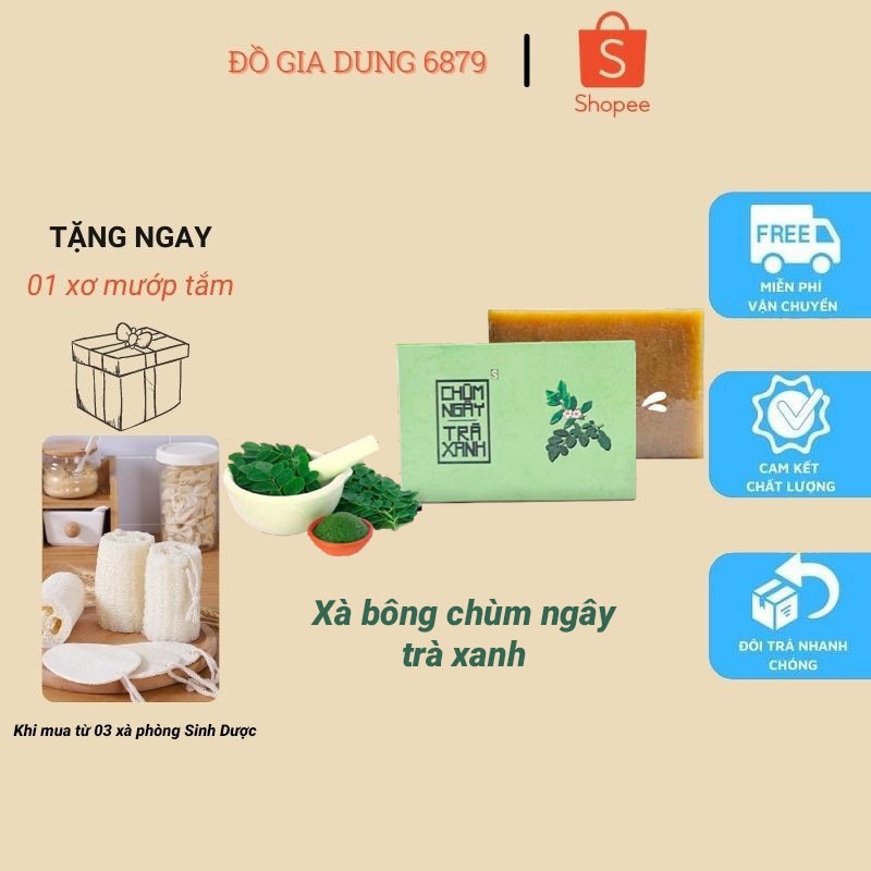 Xà bông chùm ngây sạch sâu, mềm mịn da, chống oxy hóa, kháng khuẩn - Xà phòng handmade 100 gram