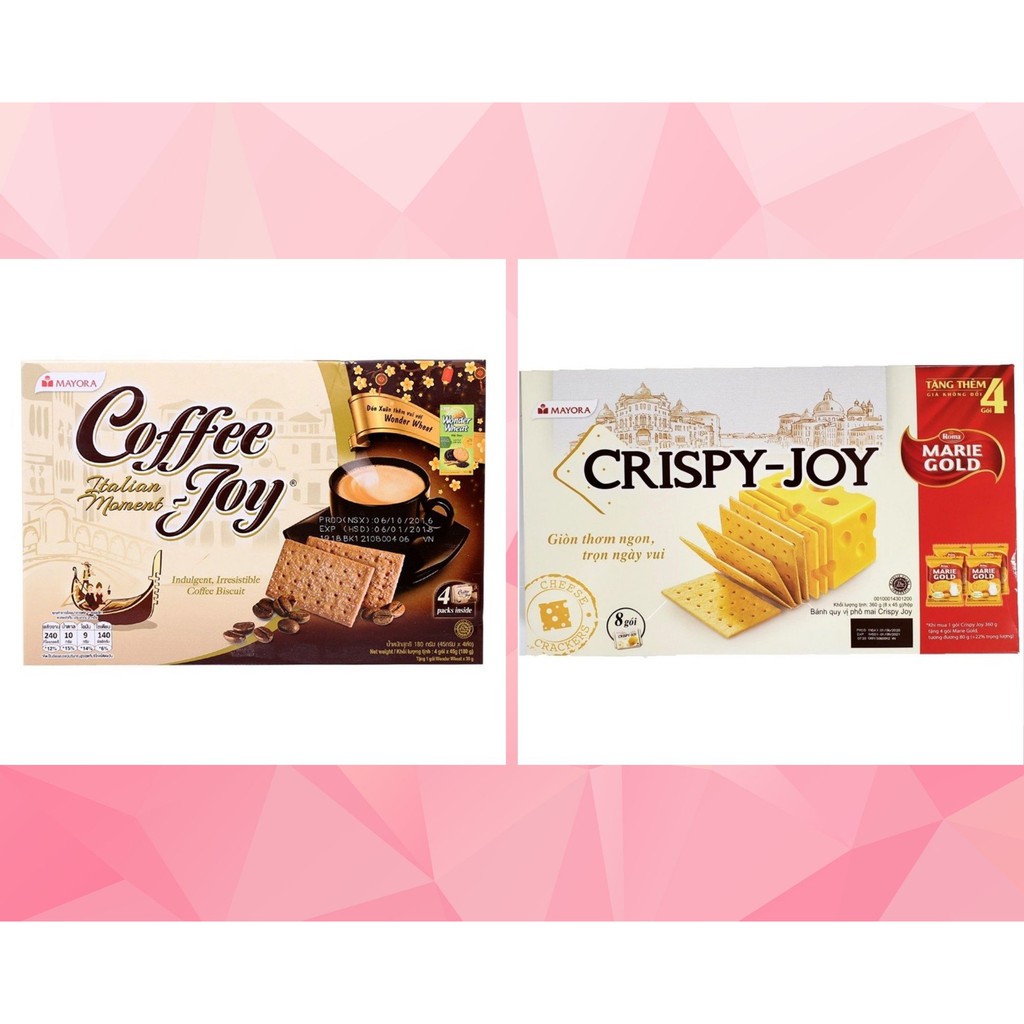 Combo Bánh quy CRISPY JOY 360g hộp tặng kèm 4 bánh Marie Gold (khuyến mãi coffee joy 180g)