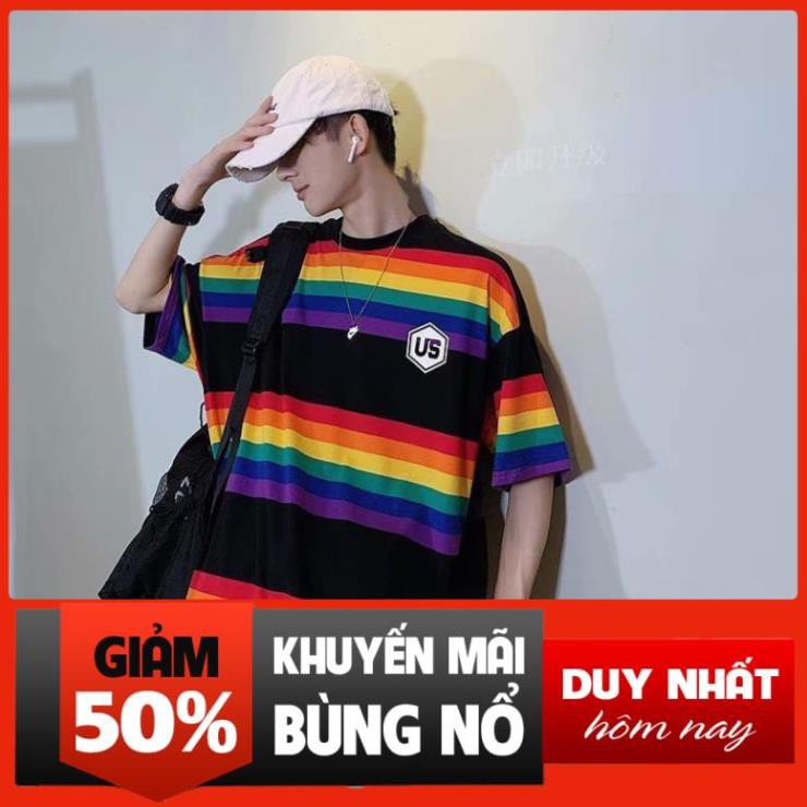 Áo OVERTEE thun form rộng cầu vồng lục sắc unisex nam nữ 💯 . ཾ