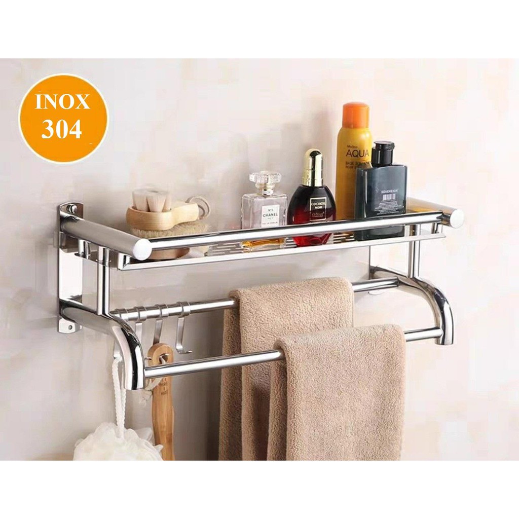 Giá treo khăn nhà tắm Inox 201 cao cấp 2 tầng Cho Gia Đình Nhà Hàng Khách Sạn