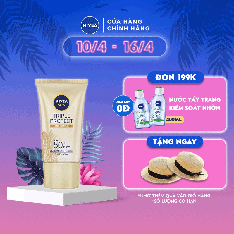 Kem Chống Nắng Dưỡng Da Chống Lão Hóa NIVEA SUN Triple Protect Anti Wrinkle SPF50+ PA+++ 40ML - 85546