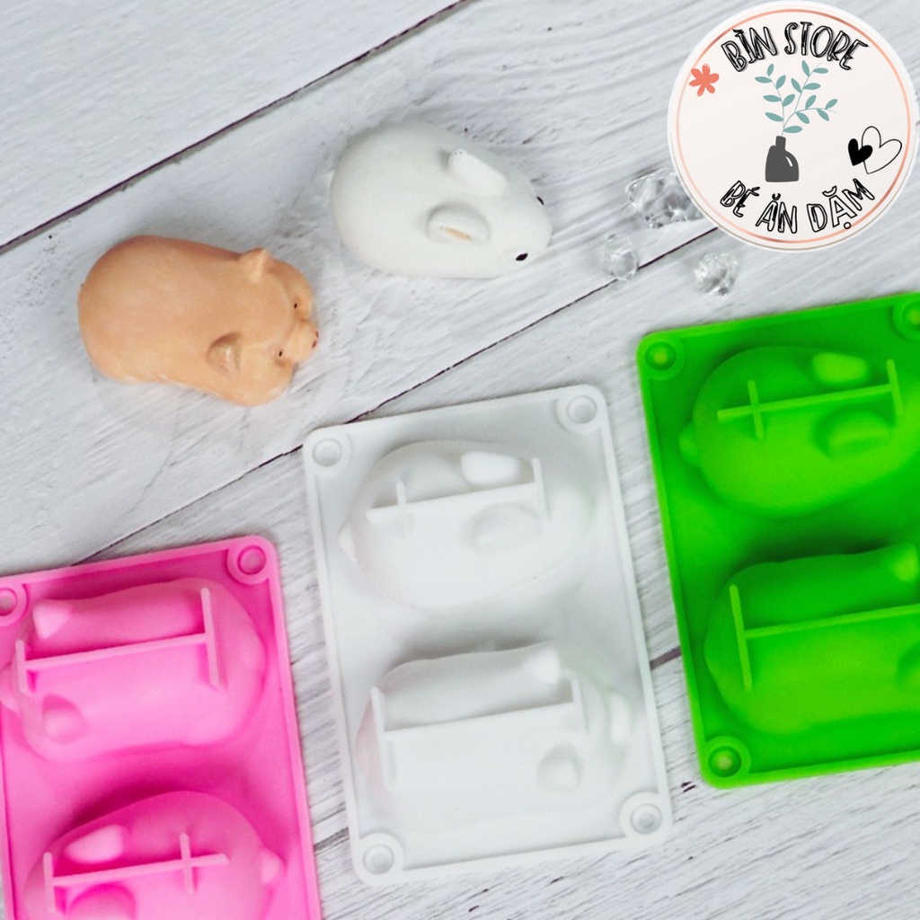 Khuôn silicon gồm thỏ và heo 3D để làm pudding, tàu hũ non, thạch,...tạo hình dạng cho thức ăn thêm bắt mắt BÌN STORE