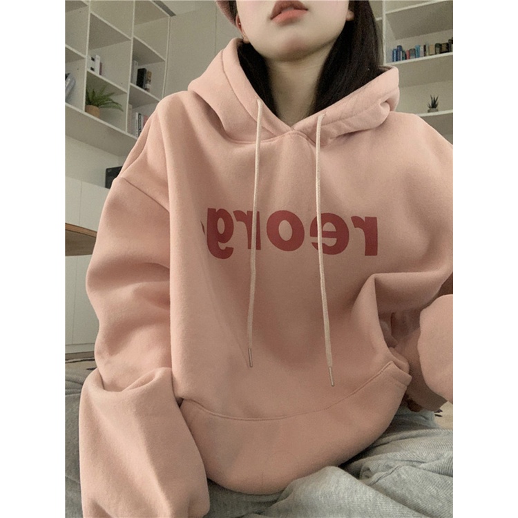 Áo Hoodie Nữ Dáng Rộng In Chữ Thời Trang Hàn Quốc Mới
