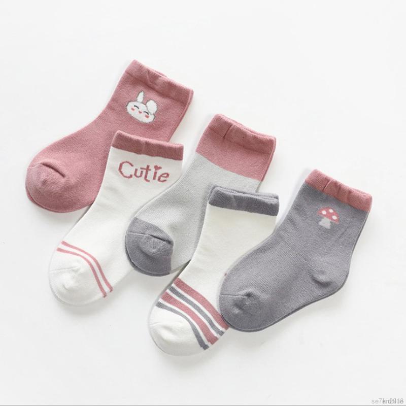 5 Đôi vớ cotton họa tiết hoạt hình dành cho bé 0-8 tuổi