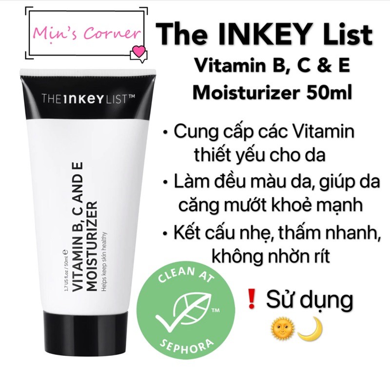 (Bill US) Kem dưỡng ẩm The INKEY List VitaminB, C và E 50ml