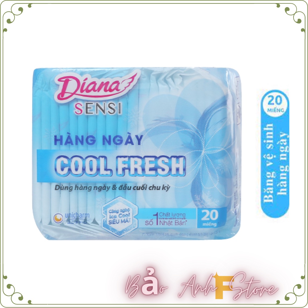 Băng vệ sinh Diana Sensi Cool Fresh - BVS Diana hàng ngày 20 Miếng màu xanh