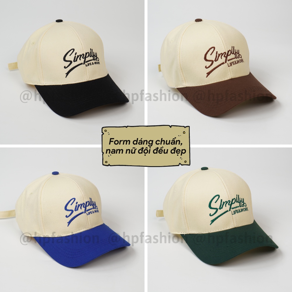 Mũ lưỡi trai ❤️ Nón kết phối màu thêu chữ Simpily chất kaki cao cấp form unisex nam nữ N87 - Happy Style