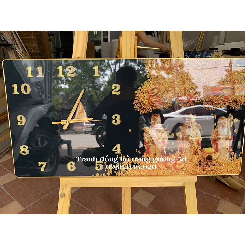 Tranh đồng hồ treo tường tráng gương 3D trang trí phòng khách đẹp mẫu hot Mẫu tranh thuận buồm xuôi gió