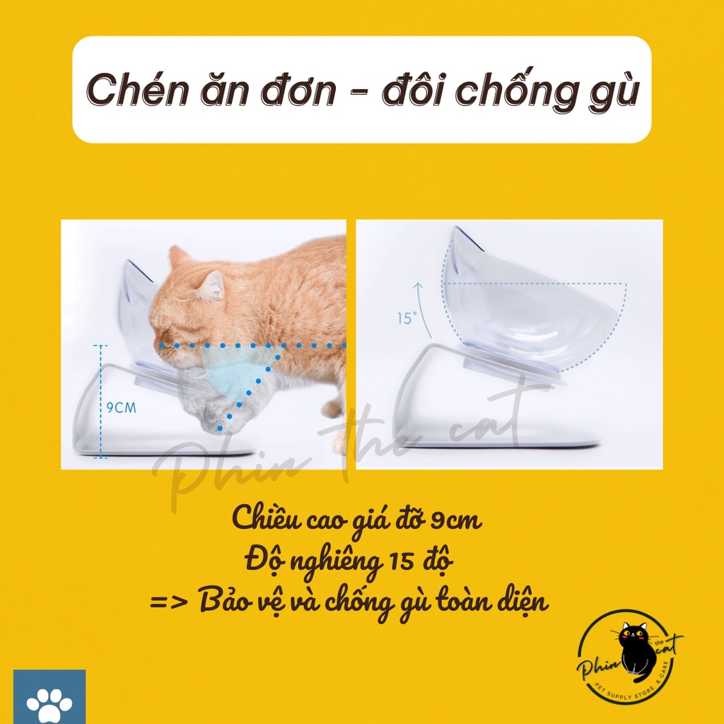 [Ảnh thật] Chén ăn đôi - đơn chống gù, dễ tháo lắp vệ sinh, bảo vệ cột sống Boss yêu | phinthecat