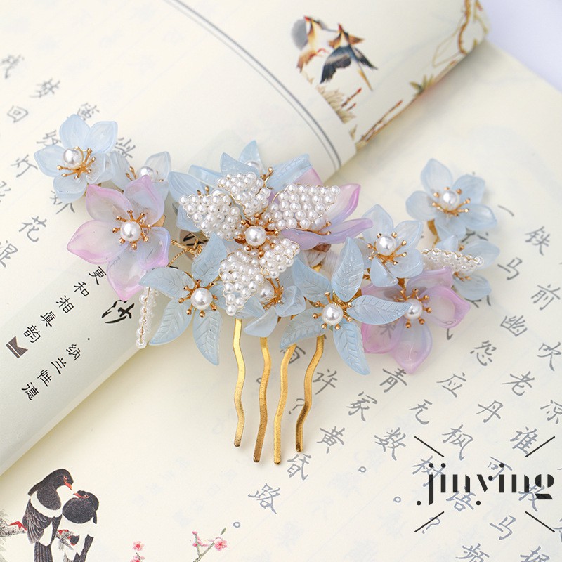 GETNOIVAS Trâm cài tóc hình hoa phong cách Trung Hoa cổ điển cho nữ