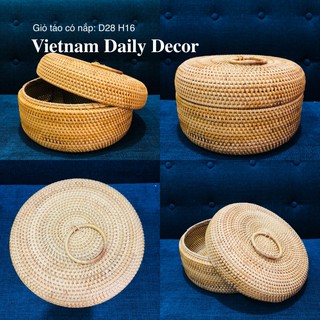 GIỎ TÁP MÂY TRE ĐAN CÓ NẮP A26 I Đã xử lí ẩm mốc mối mọt