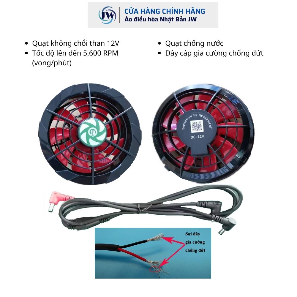 Bộ Phụ Kiện Của Hãng JW Nhật Bản,Pin 2400mah Siêu Mạnh,Quạt 9-12V, Có Đèn Pin Phát Sáng,Bảo Hành 1 Năm