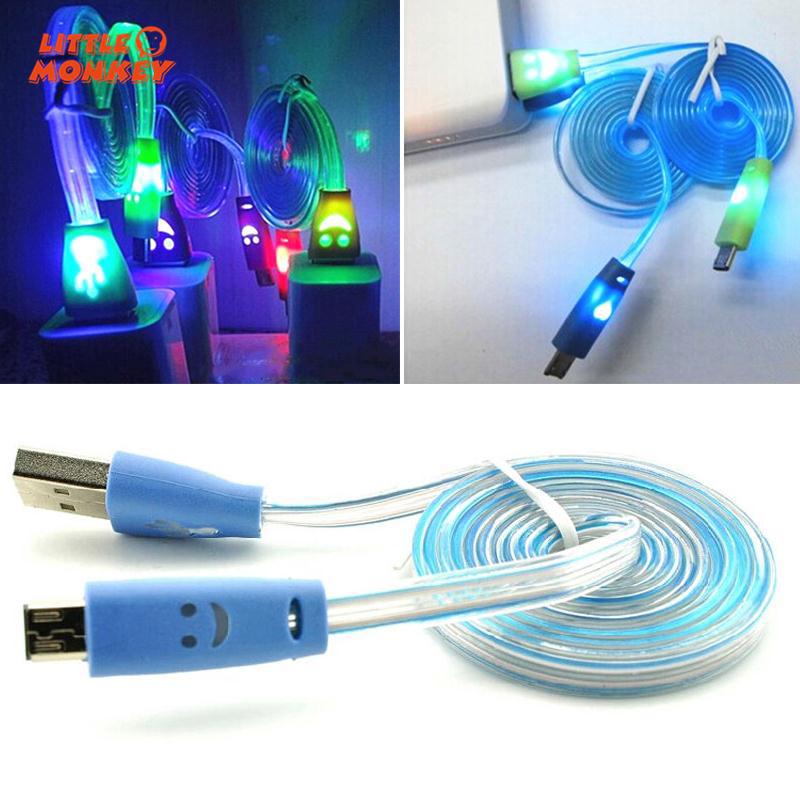 1m Flowing Luminous Light Micro USB USB 2.0 Charger Cables For Android
