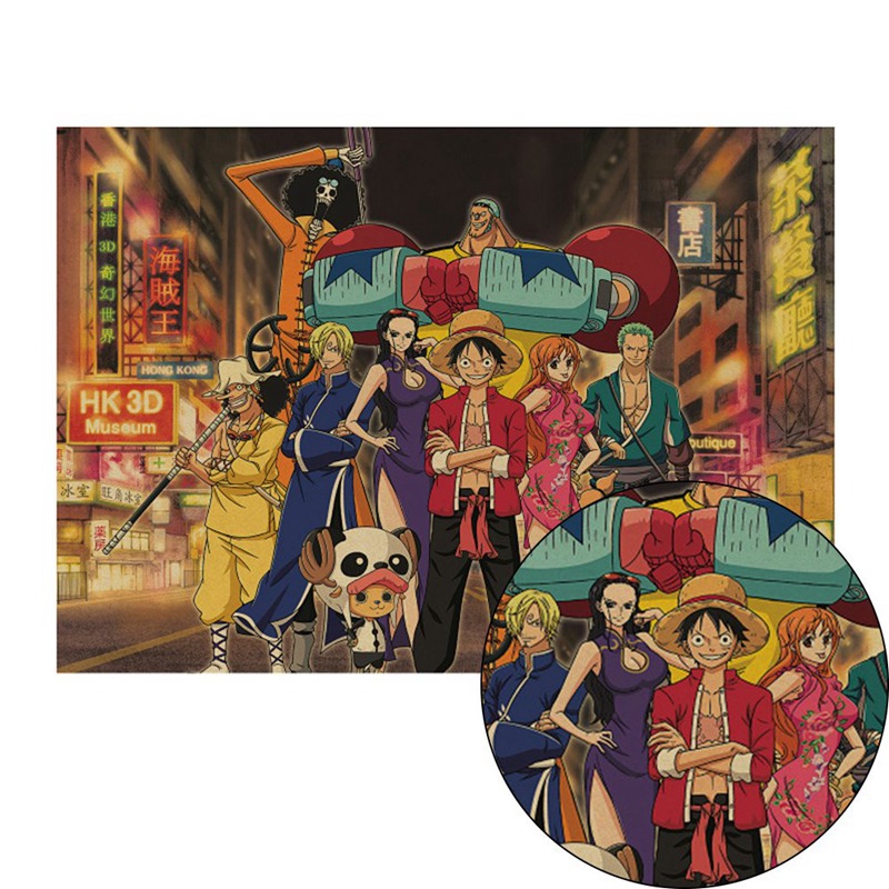 Poster Hoạt Hình one piece Phong Cách Vintage